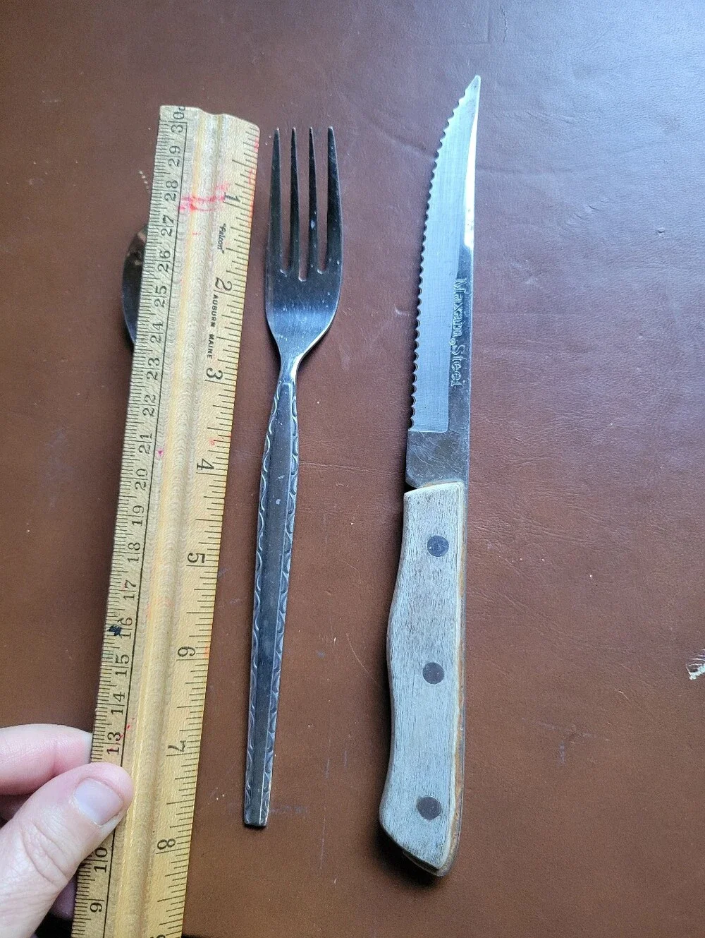 Rogers ENSENADA Dinner Fork & Spoon Stainless Steel Flatware + Maxam Steel Knife